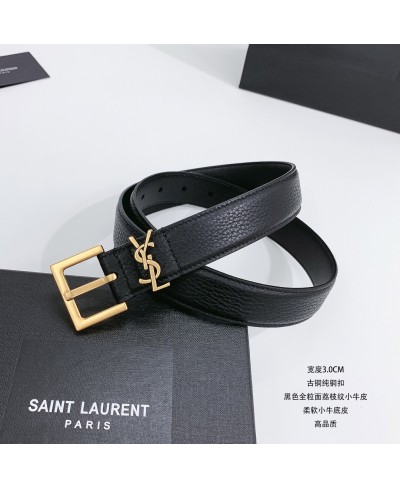 CASSANDRE CINTURA CON FIBBIA QUADRATA IN PELLE MARTELLATA SAINT LAURENT