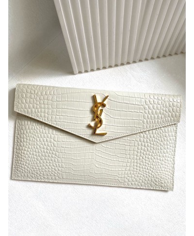 POCHETTE UPTOWN IN PELLE LUCIDA DI COCCODRILLO GOFFRATA SAINT LAURENT