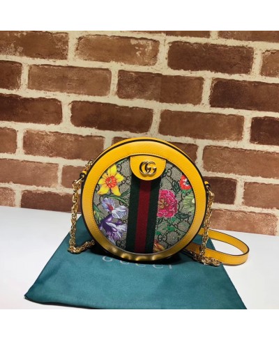 GUCCI Ophidia GG Flora mini round shoulder bag