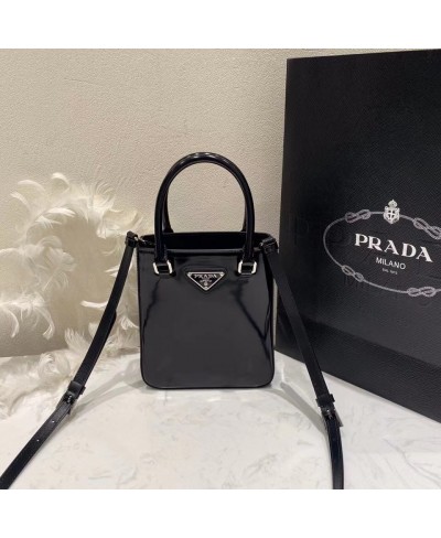 Borsa shopping small in pelle spazzolata PRADA