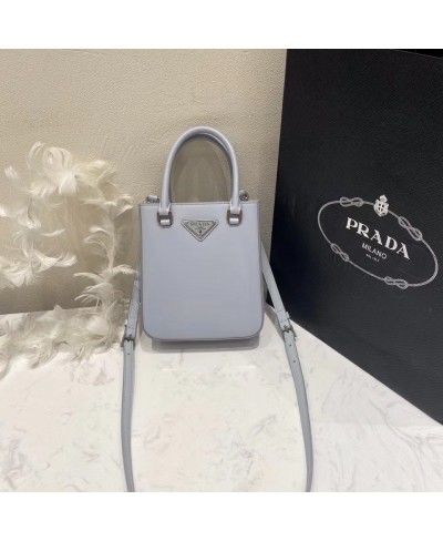 Borsa shopping small in pelle spazzolata PRADA