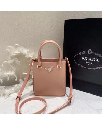 Borsa shopping small in pelle spazzolata PRADA