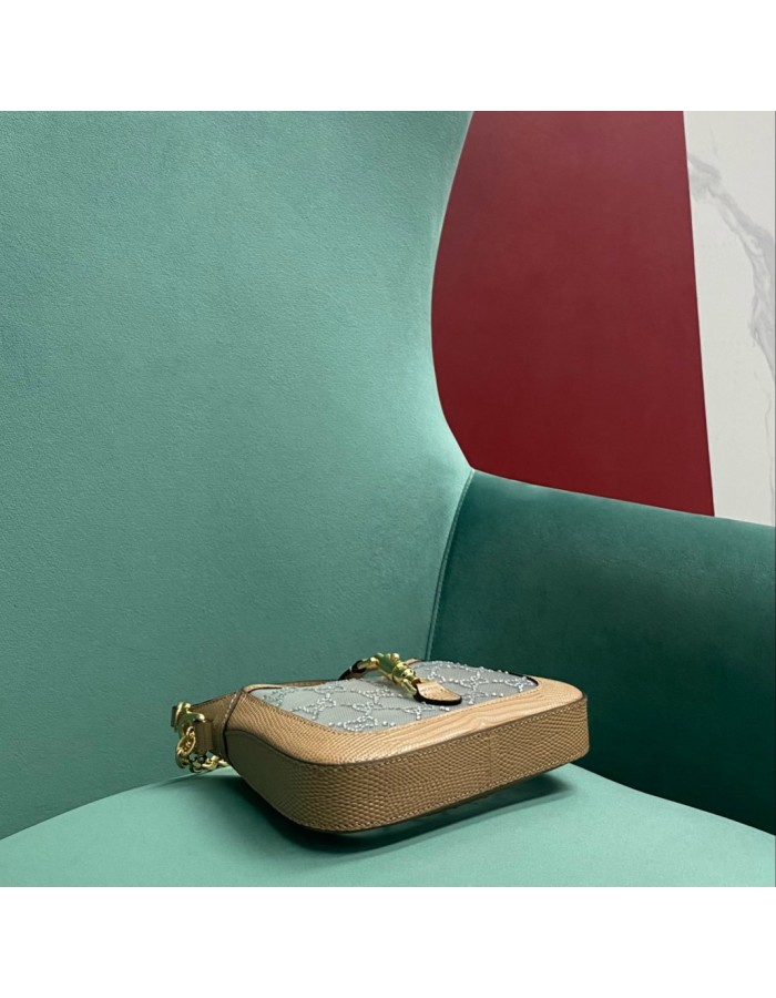 Mini borsa Jackie 1961 in lucertola con cristalli GG GUCCI