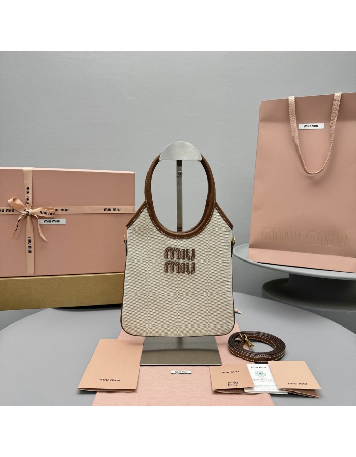 Borsa a mano Ivy  in canvas e pelle MIUMIU