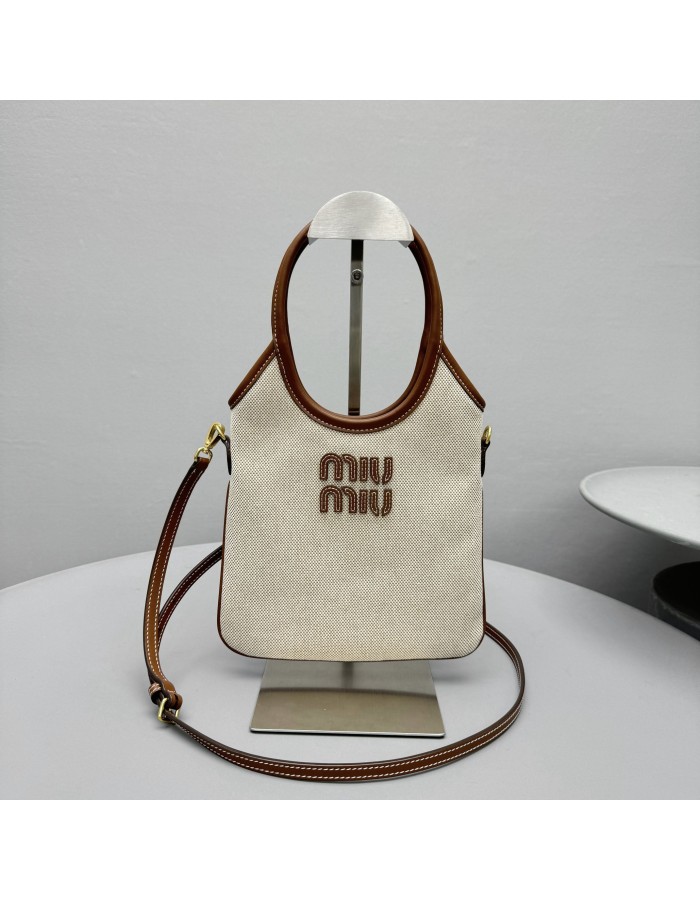 Borsa a mano Ivy  in canvas e pelle MIUMIU