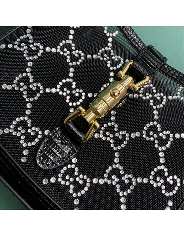 Mini borsa Jackie 1961 in lucertola con cristalli GG GUCCI