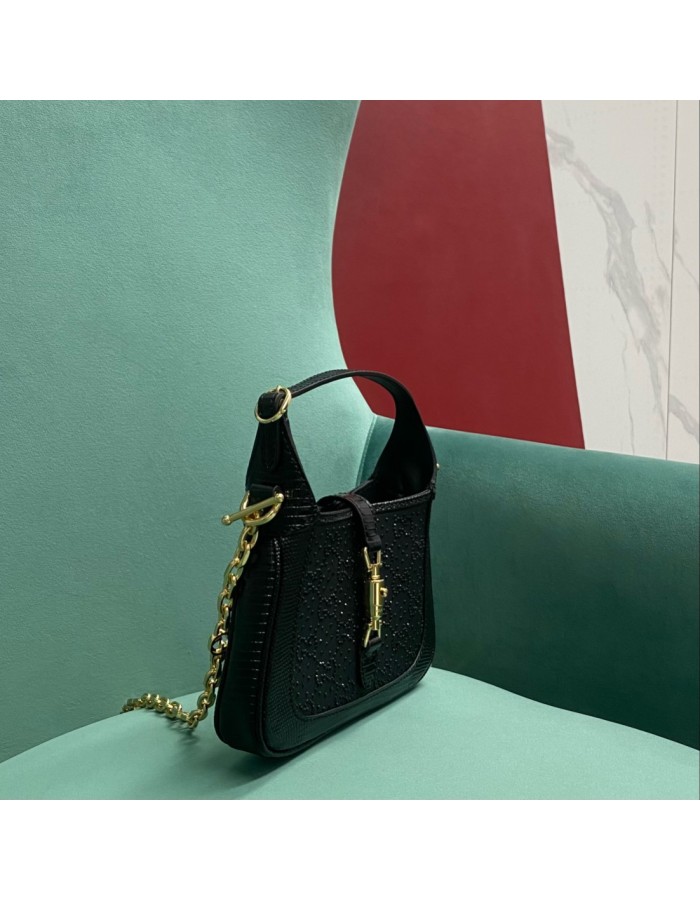 Mini borsa Jackie 1961 in lucertola con cristalli GG GUCCI