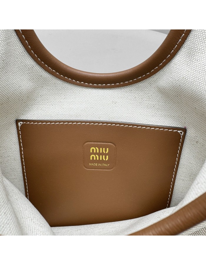 Borsa a mano Ivy  in canvas e pelle MIUMIU