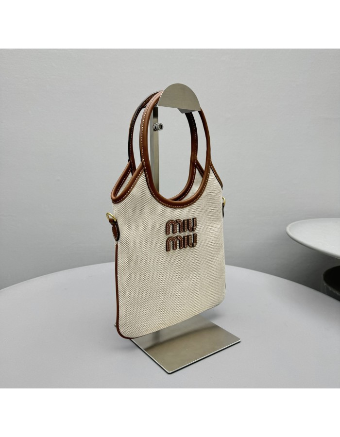Borsa a mano Ivy  in canvas e pelle MIUMIU