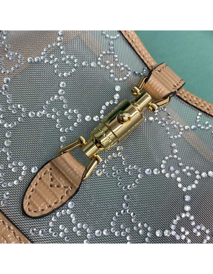 Mini borsa Jackie 1961 in lucertola con cristalli GG GUCCI