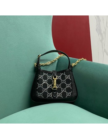 Mini borsa Jackie 1961 in lucertola con cristalli GG GUCCI