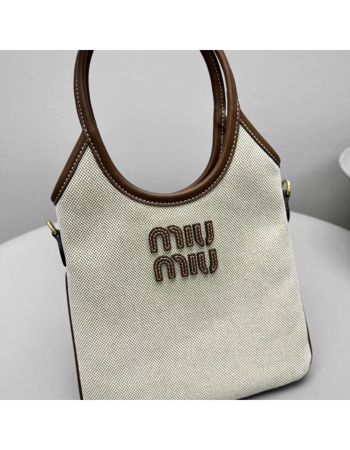 Borsa a mano Ivy  in canvas e pelle MIUMIU