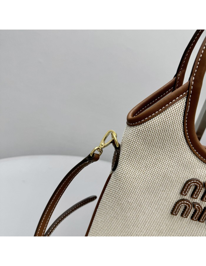 Borsa a mano Ivy  in canvas e pelle MIUMIU