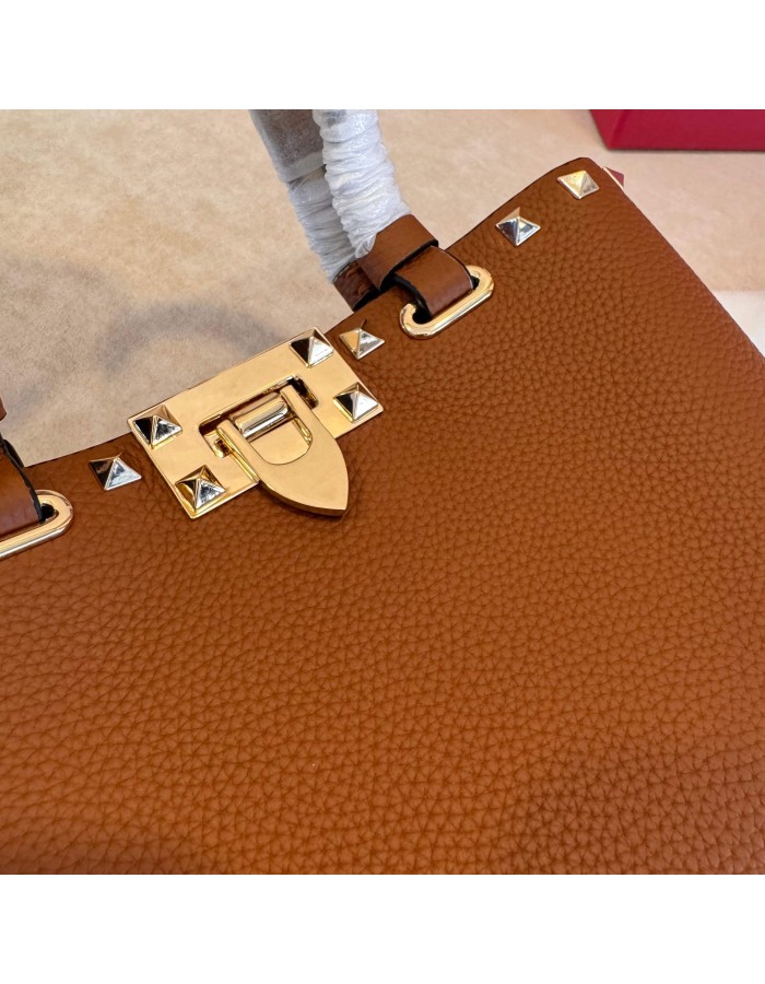 Mini Borsa Shopping Rockstud In Vitello Granato VALENTINO
