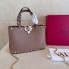 Mini Borsa Shopping Rockstud In Vitello Granato VALENTINO