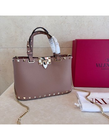 Mini Borsa Shopping Rockstud In Vitello Granato VALENTINO