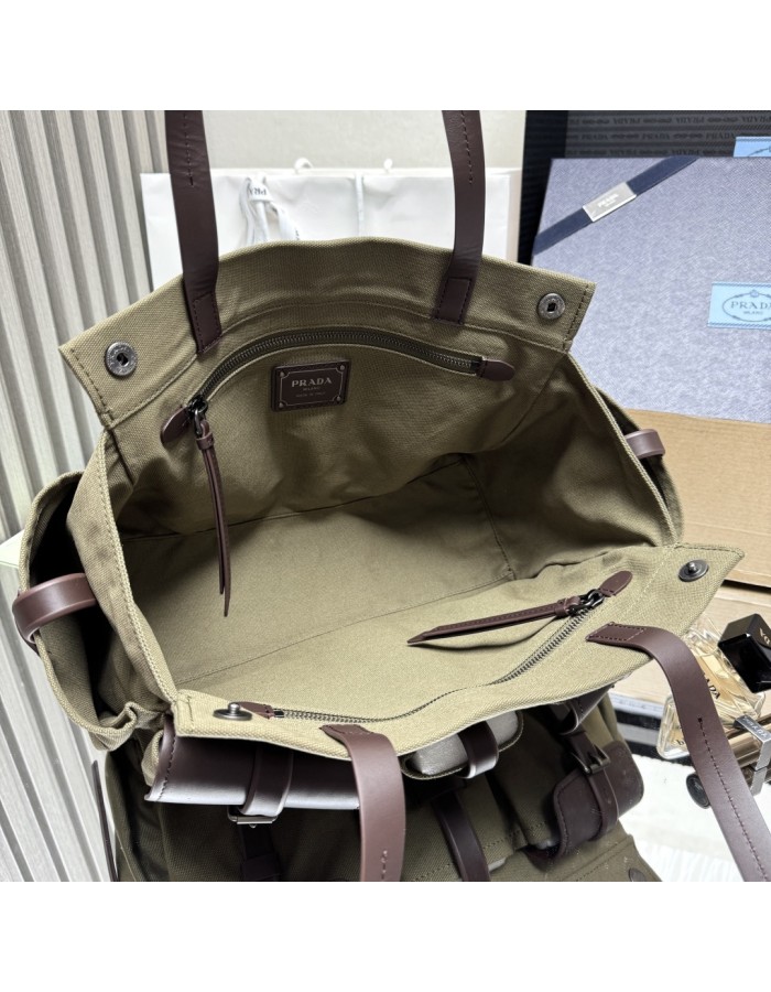 Borsa shopping Prada Route large in canvas e pelle PRADA