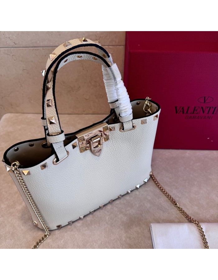 Mini Borsa Shopping Rockstud In Vitello Granato VALENTINO