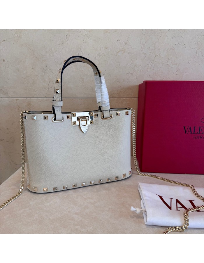 Mini Borsa Shopping Rockstud In Vitello Granato VALENTINO