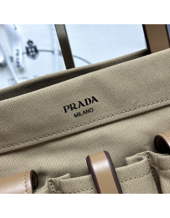 Borsa shopping Prada Route large in canvas e pelle PRADA