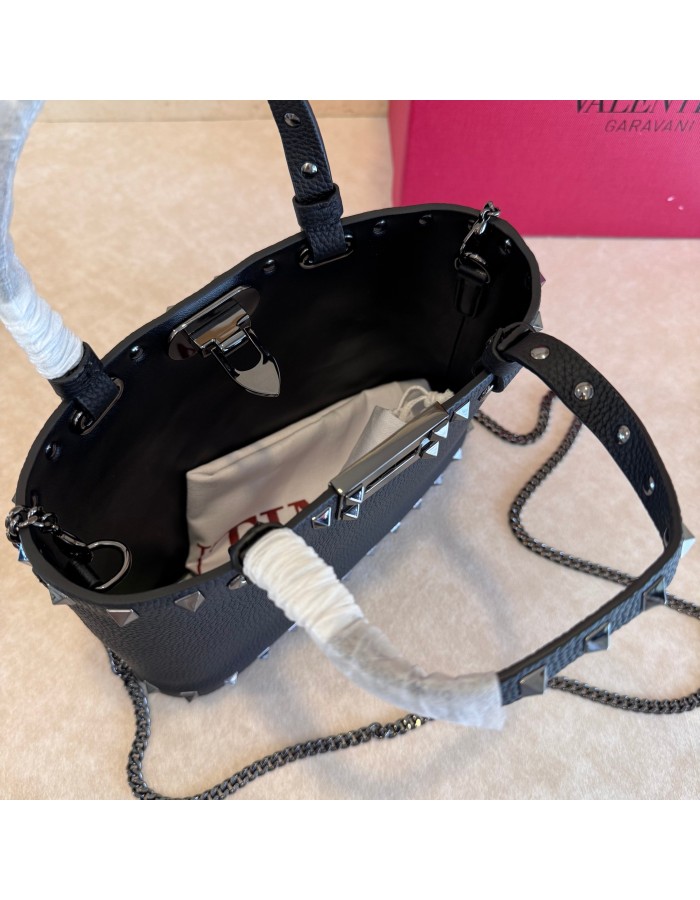 Mini Borsa Shopping Rockstud In Vitello Granato VALENTINO