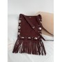 Borsa A Spalla Nellcôte In Suede Con Frange VALENTINO