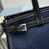 Borsa a mano Prada Bonnie medium in denim e pelle PRADA
