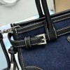 Borsa a mano Prada Bonnie small in denim e pelle PRADA