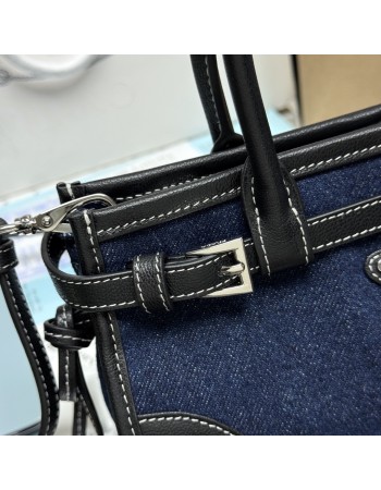 Borsa a mano Prada Bonnie small in denim e pelle PRADA