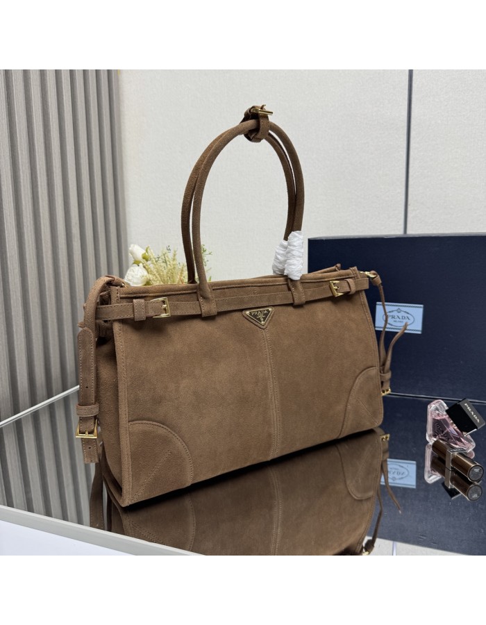 Borsa a mano Prada Bonnie large in pelle scamosciata PRADA