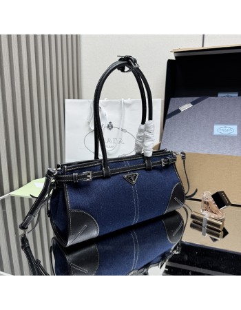 Borsa a mano Prada Bonnie medium in denim e pelle PRADA