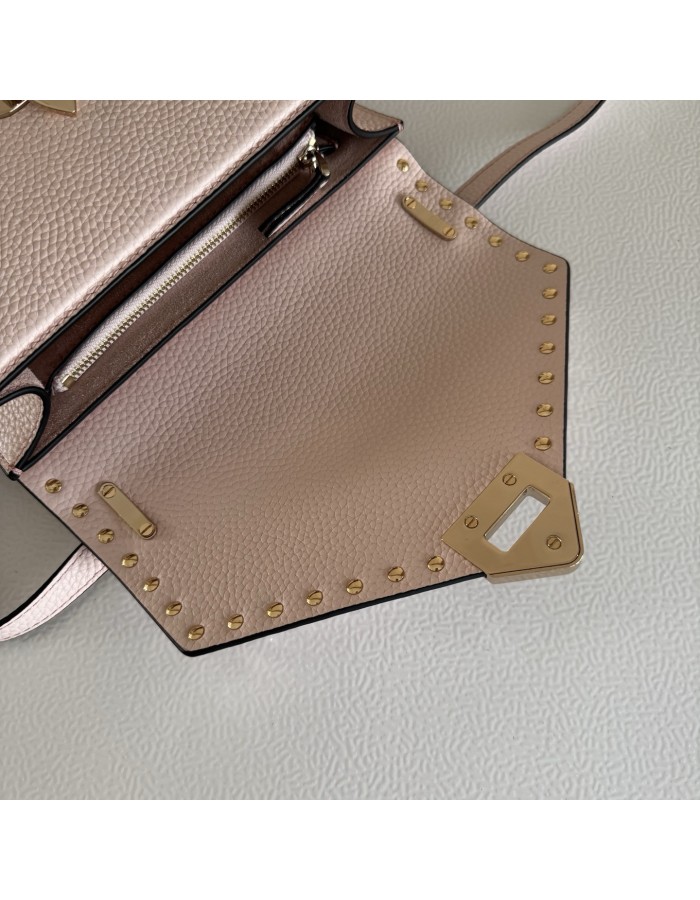 Borsa Piccola A Tracolla Rockstud In Vitello Granato VALENTINO