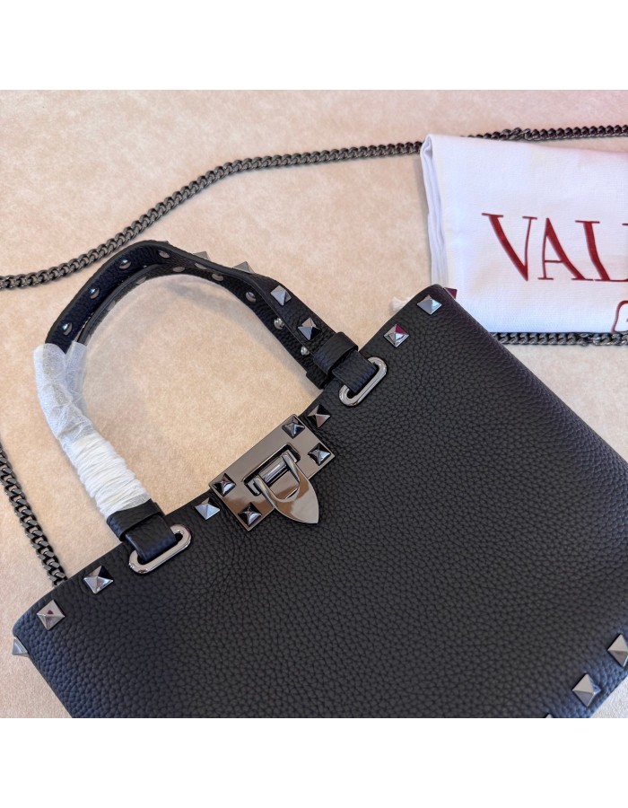 Mini Borsa Shopping Rockstud In Vitello Granato VALENTINO