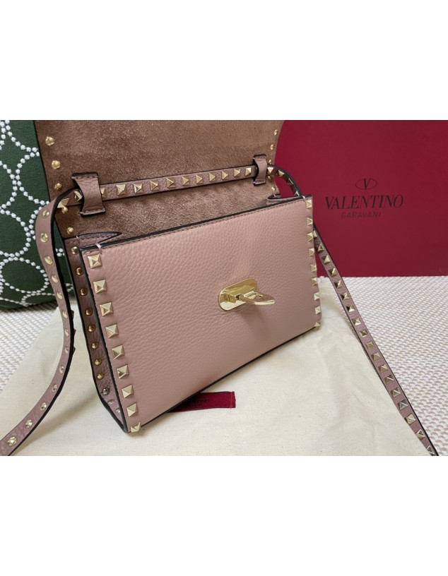Borsa Piccola A Tracolla Rockstud In Vitello Granato VALENTINO