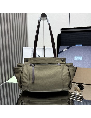 Borsa shopping Prada Route large in canvas e pelle PRADA