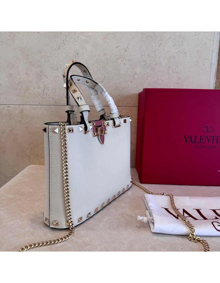 Mini Borsa Shopping Rockstud In Vitello Granato VALENTINO