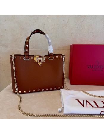 Mini Borsa Shopping Rockstud In Vitello Granato VALENTINO