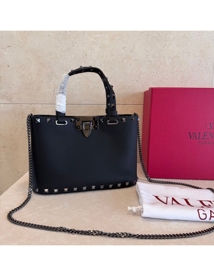 Mini Borsa Shopping Rockstud In Vitello Granato VALENTINO