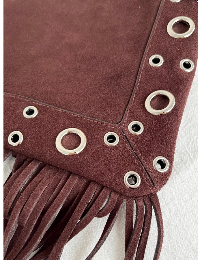 Borsa A Spalla Nellcôte In Suede Con Frange VALENTINO