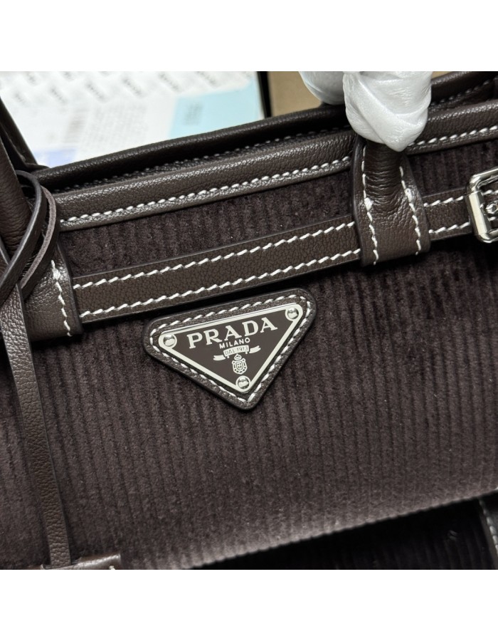 Borsa a mano Prada Bonnie small in velluto e pelle PRADA