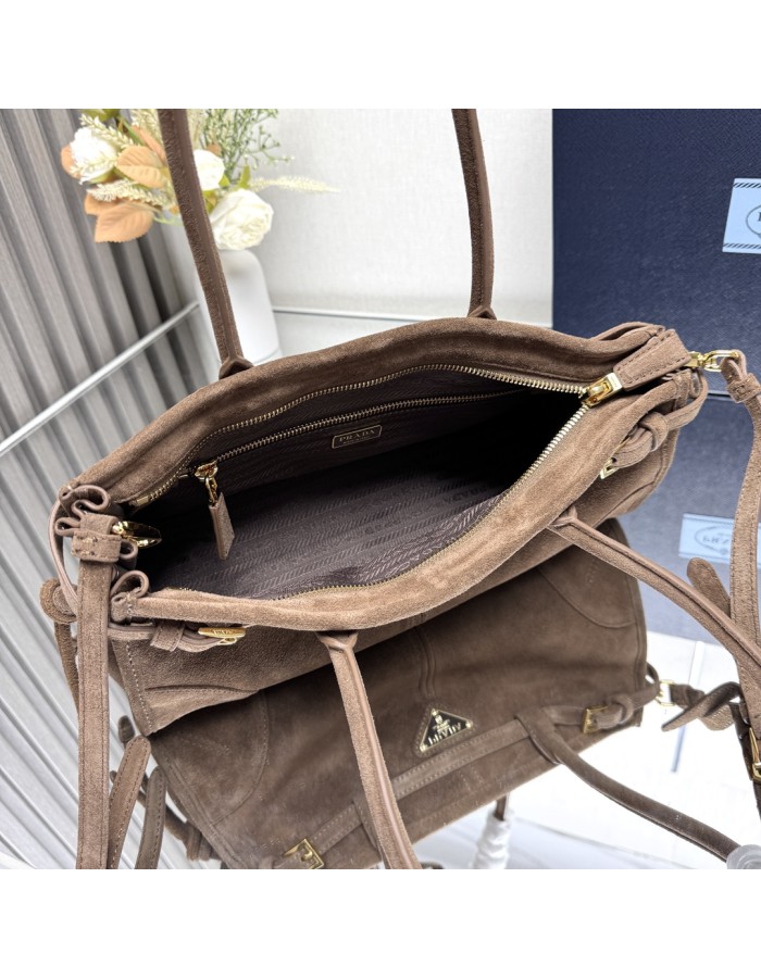 Borsa a mano Prada Bonnie medium in pelle scamosciata PRADA
