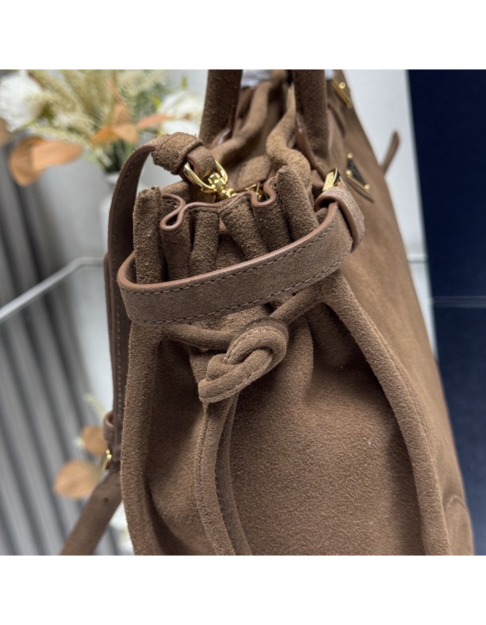 Borsa a mano Prada Bonnie large in pelle scamosciata PRADA