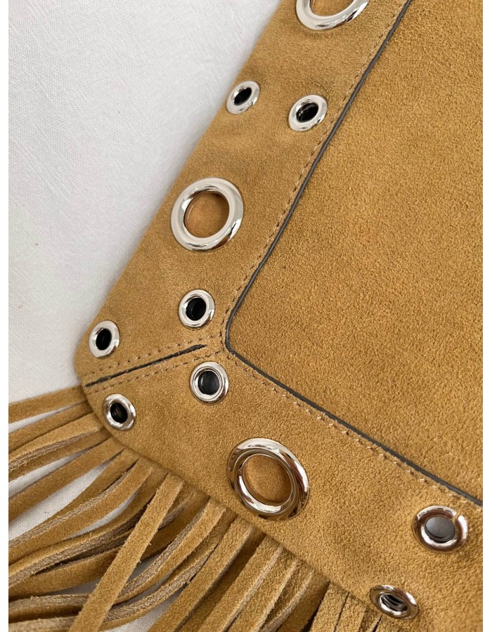 Borsa A Spalla Nellcôte In Suede Con Frange VALENTINO