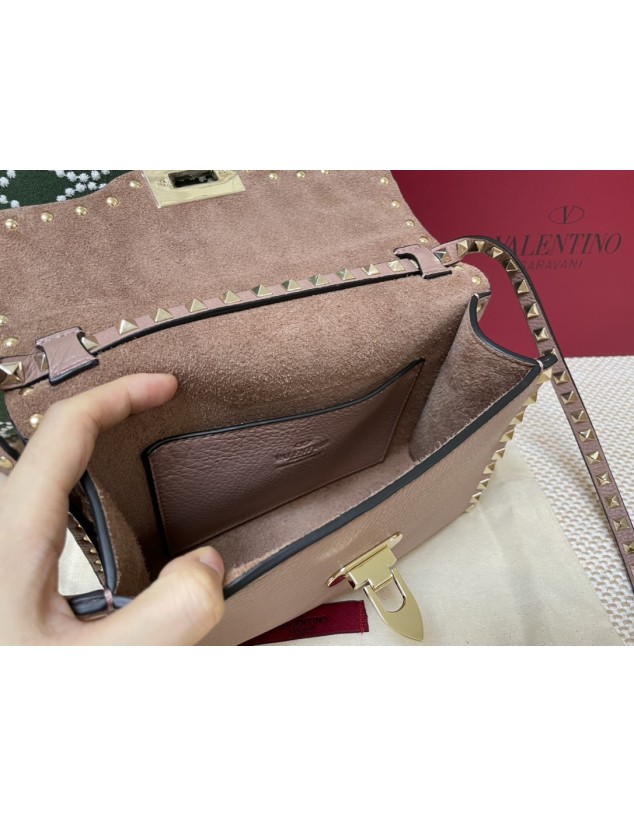 Borsa Piccola A Tracolla Rockstud In Vitello Granato VALENTINO
