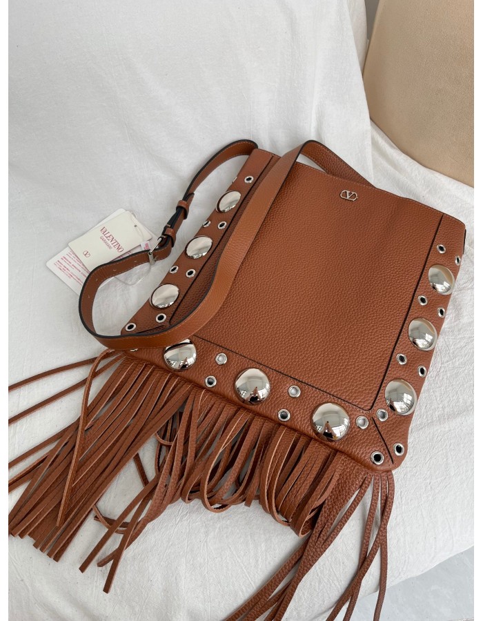 Borsa A Spalla Nellcôte In Pelle Con Frange VALENTINO