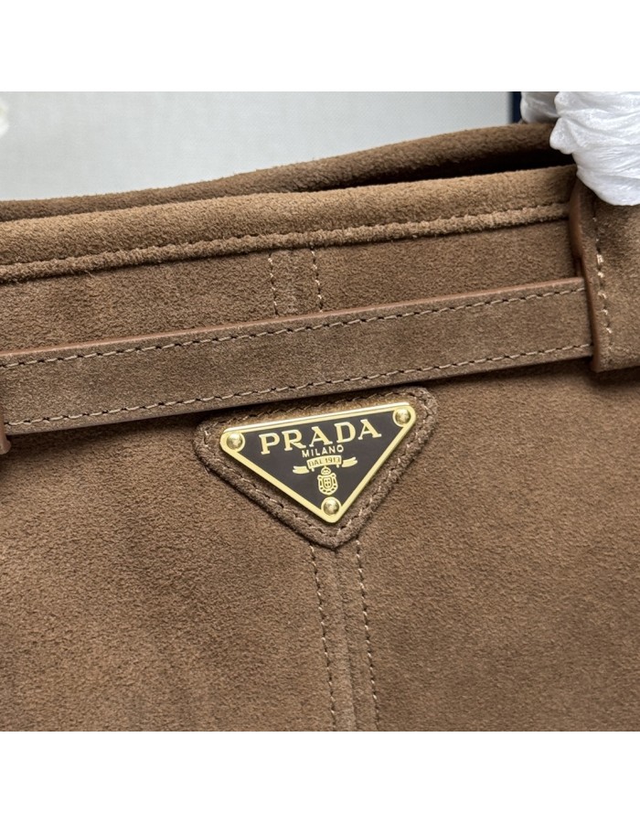 Borsa a mano Prada Bonnie large in pelle scamosciata PRADA
