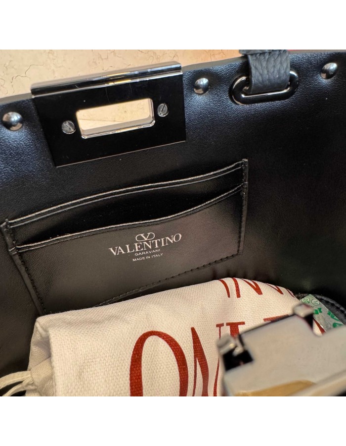Mini Borsa Shopping Rockstud In Vitello Granato VALENTINO