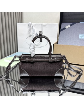 Borsa a mano Prada Bonnie small in velluto e pelle PRADA