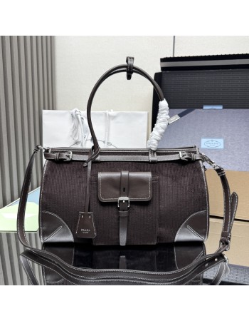 Borsa a mano Prada Bonnie large in velluto a coste e pelle PRADA