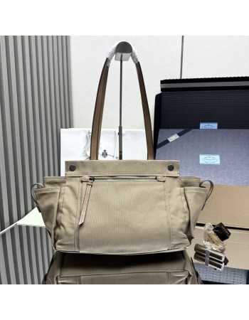 Borsa shopping Prada Route large in canvas e pelle PRADA